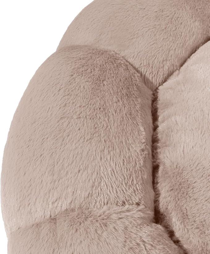 Sherry Kline Pets “Daisy Round” Donut Shape Calming Bed for Dogs and Cats, from Soft Faux Fur, Available in 4 Sizes, Machine Washable