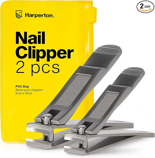 Ultra Sharp Nail Clippers Set for Men & Women - 2 Pack Professional Stainless Steel Toe Nail Clippers with Built-in File & Travel Case - Heavy Duty Fingernail Clippers Kit for Thick Nails for Seniors