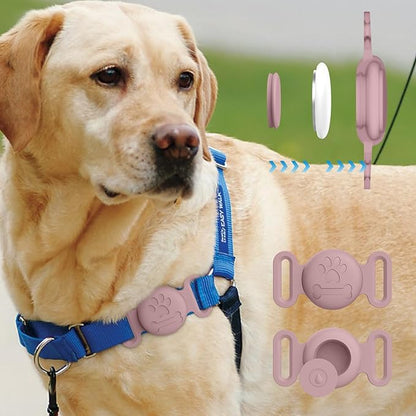Vancle at Case for Dog Collar, Waterproof Apple Air Tag Protective Holder GPS Tracking Finder for Pet, Silicone Case for Dog Collar Cat Loop Holder Pet Accessories