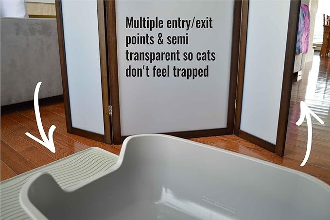 PetFusion Privacy Screen Cat Litter Box Furniture, 48"L x 0.6"W x 36"H, Walnut Brown