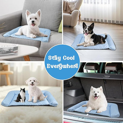 Cooling Mat - Thicken Portable & Foldable Mat for Small Cats/Kitten, Non-Slip & Machine Washable, Ideal for Carriers, Beds & Indoor Comfort(Grey, S 20''*12'')