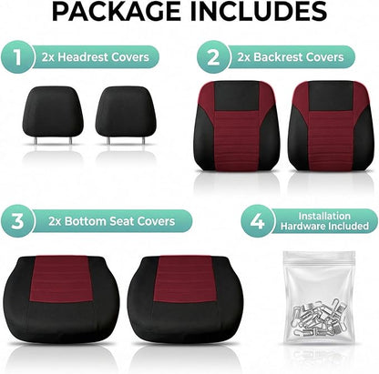 FH Group Automotive Car Seat Covers Front Set Premium 3D Air Mesh Front Seat Covers, Airbag Compatible Universal Fit Interior Accessories for Cars Trucks and SUVs - Burgundy