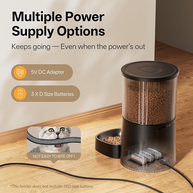 PETULTRA Automatic Cat Feeder WiFi- 5Ghz Cat Food Dispenser with APP Remote Control- Auto Pet Feeder for Small Dog Indoor- Easy to Set Up and Clean- Dual Power with Desiccant Bag& Stainless Steel