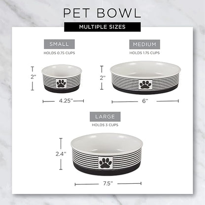 Bone Dry Lattice Collection Pet Bowl & Canister, Large Set, 7.5x2.4 inches, Black, 2 Piece