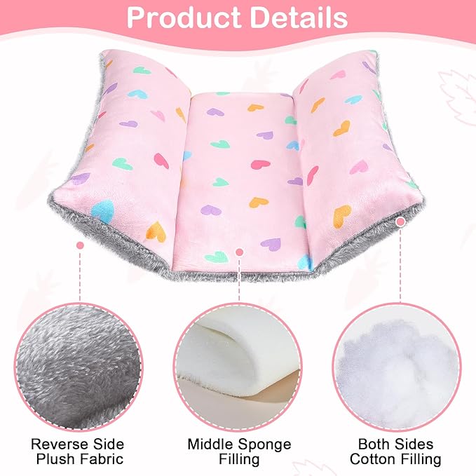 Rabbit Bed 15"X14"Thickened and Soft Bunny Bed Washable Cuddle Cushion Plush Mat Double-Sided Plush Small Pet Flop Mat Cotton Pillow for Rabbit
