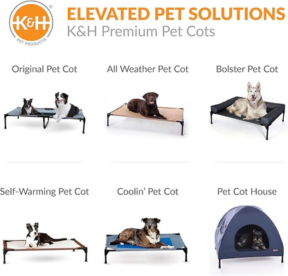 K&H Outdoor Elevated Dog Bed - Cooling Raised Dog Bed for Large & Extra-Large Pets, Breathable Mesh Hammock Design, Indoor/Outdoor Washable Cover, Portable Metal Frame, Tan, XL 50x32in
