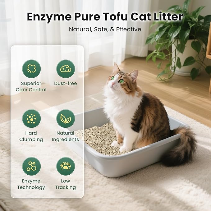 Gardner Pet Natural Tofu Cat Litter - Fast Absorbing & Strong Clumping, Low Dust, Flushable Cat Litter for Odor Control, Easy Scooping for Multi-Cat Homes, 9LBS