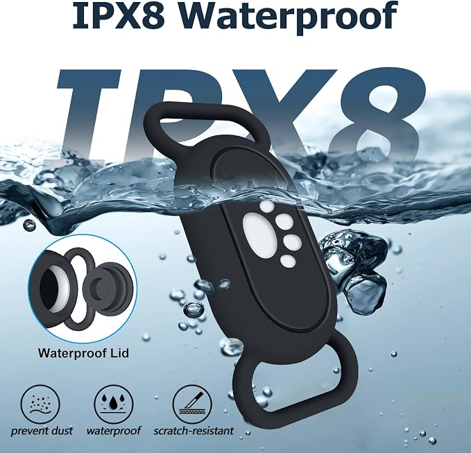 for Samsung Galaxy SmartTag2 Dog Collar Holder, 2 Pack Waterproof Anti-Lost Silicone Case for Galaxy Smart Tag 2 for Pet Dog Cat Collars (Black/Navy Blue)