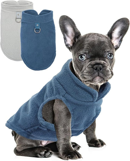 2 Pack Dog Sweater with Leash Ring Winter Warm Pet Sweater Thick Clothes Coat Fleece Dog Sweaters for Medium Dogs Girl Boy for French Bulldog, Dachshund,XXL(27-36lbs)