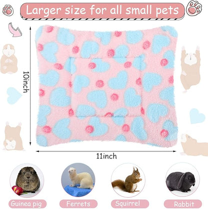 Jetec 3 Pcs Bunny Guinea Pig Beds Soft Bunny Mats Warm Guinea Pig Mat Small Animal Winter Bed Pads Fleece Sleeping Pads for Indoor Rabbit Hamster Squirrel Hedgehog Chinchilla Ferret(Heart)