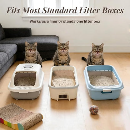 6 Pack Disposable Cat Litter Boxes, Durable Leak-Proof Cardboard Kitty Litter Trays for Temporary Use, Litter Box Liners & Travel, Ideal for Picky Cats