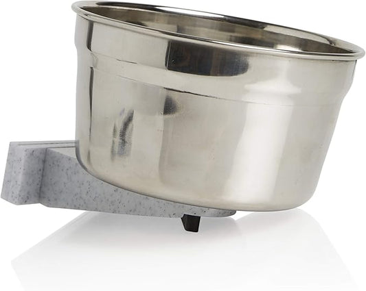 Lixit® Stainless Steel Kennel Food or Water Bowl - Non Spill Hanging Removable Crate Bowls - Carrier Cage Dish for Dogs or Cats for Feeding and Drinking (Stainless Steel, 10 Ounce (Pack of 2))