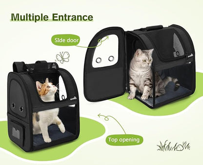 Pecute Pet Carrier Backpack, Dog Carrier Backpack, Expandable with Breathable Mesh for Small Dogs Cats Puppies, Pet Backpack Bag for Hiking Travel Camping Outdoor Hold Pets Up to 18 Lbs