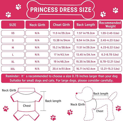 TAPBULL Dog Dresses, Fashionable Pet Dog Clothes with Heart Design, Cute Cat Birthday Dress Outfit (Pink/Red/Blue/Purple/Black 5-Pack), Large