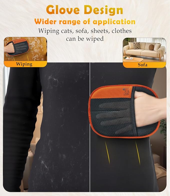 Pet Hair Removal Glove for Furniture & Clothes, Reusable Electrostatic Pet Hair Remover for Couch, Carpet, Bedding & Car Seats, Dog & Cat Grooming Glove, Soft Pet Hair Removal Tool, 1 Pack