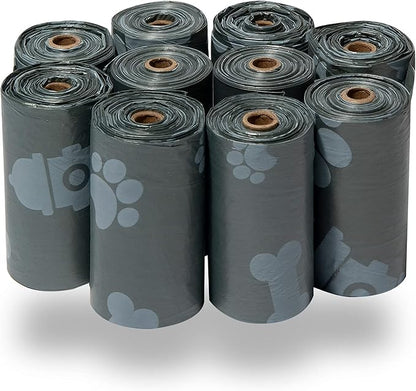 Best Pet Supplies Dog Poop Bags for Waste Refuse Cleanup, Doggy Roll Replacements for Outdoor Puppy Walking and Travel, Leak Proof and Tear Resistant, Thick Plastic - Gray, 150 Bags