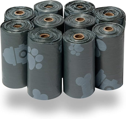 Best Pet Supplies Dog Poop Bags for Waste Refuse Cleanup, Doggy Roll Replacements for Outdoor Puppy Walking and Travel, Leak Proof and Tear Resistant, Thick Plastic - Gray, 150 Bags