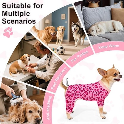 Bienbee Dog Pajamas, 4 Pack Dog Recovery Suit Shedding Suit Cute Soft Puppy Clothes Dogs Pjs Onesies Jammies Adjustable Breathable & Stretchy Clothes for Small Medium Large Dogs Girl Boy Puppy-XS
