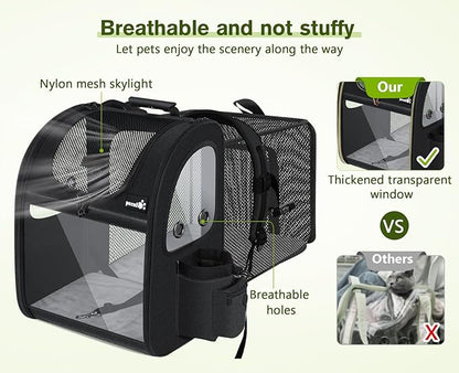 Pecute Pet Carrier Backpack, Dog Carrier Backpack, Expandable with Breathable Mesh for Small Dogs Cats Puppies, Pet Backpack Bag for Hiking Travel Camping Outdoor Hold Pets Up to 18 Lbs