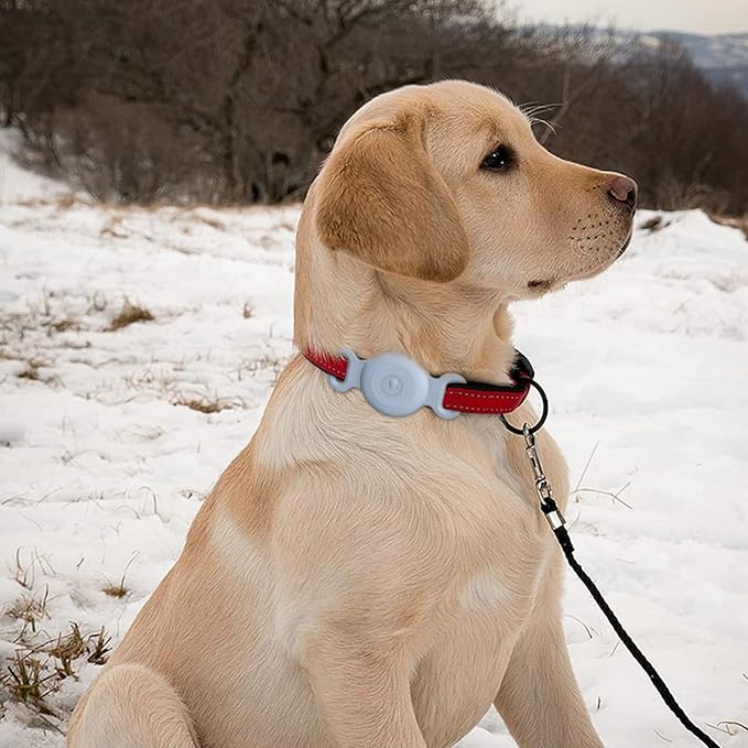 Vancle at Case for Dog Collar, Waterproof Apple Air Tag Protective Holder GPS Tracking Finder for Pet, Silicone Case for Dog Collar Cat Loop Holder Pet Accessories