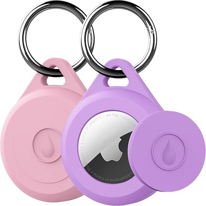 for Air tag Keychain Holder Case for Apple Air tag, 2 Pack of IPX8 Waterproof, Fully Shockproof, Anti Scratch for Air tag Holder Case for Key, Kid, Bag, Luggage, Pets Collar