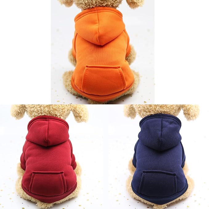 TAPBULL Dog Dresses, Fashionable Pet Dog Sweatshirt Clothes in Dark Colors, Cute Cat Birthday Dress Outfit (Red/Blue/Orange 3-Pack), X-Small