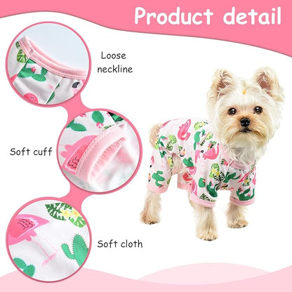 Dog Pajamas for Small Dogs Boy Girl, Dog Clothes Tiny Chihuahua Yorkie Spring Summer Shirt, Cute Puppy Outfit Pjs Jumpsuit Cat Onesie Apparel Pet Clothes