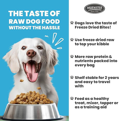 Muenster Freeze Dried Elk Bites - Dog Food, Treat, Mixer or Topper (16oz) - Grain-Free