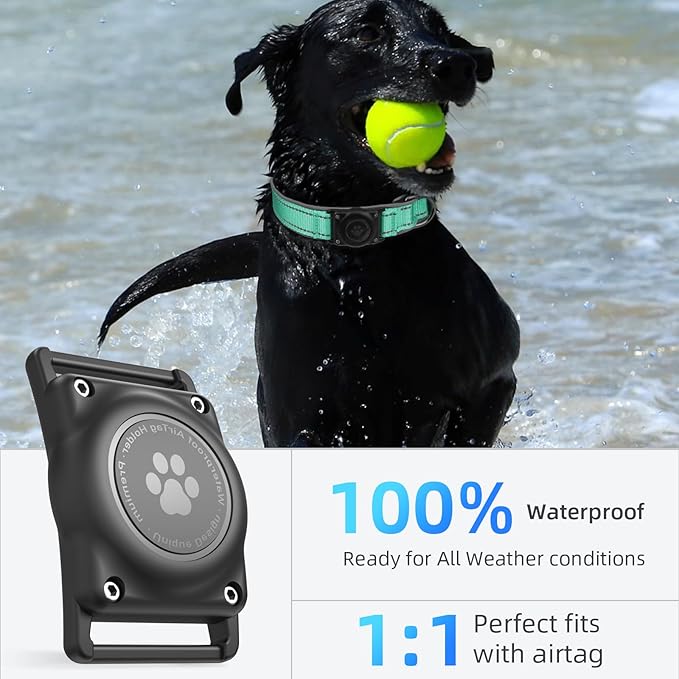 Upgrade AirTag Dog Collar, IP68 Waterproof Air Tag Dog Collar Holder, Reflective, Ultra-Durable, Comfortable Padded, Heavy Duty Dog Collars for Small Medium Large Dogs (Aqua, S)