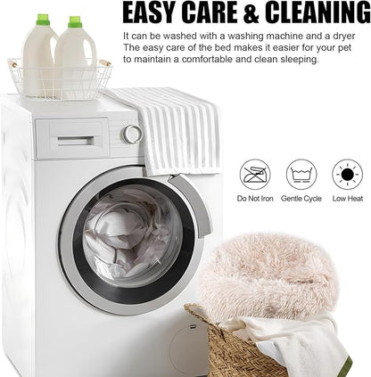 FORMYCATIE Cat Beds for Indoor Cats,Cat Cave for Puppy and Kitty,Calming Small Dog Bed for Small Dogs with Cover Cave,Cozy Warming Fluffy Washable Anti-Slip Pet Sleeping Bag(20 * 20inch,Beige)