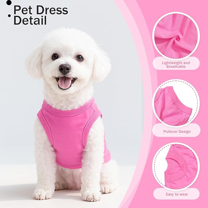 2 Pieces Dog Clothes for Small Dogs Girl Boy Spring Summer Soft Puppy Shirt Solid Color Chihuahua Clothes Pet Clothing Cute Cat Cloth XXS~M (Rose,Purple, X-Small)