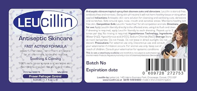 Leucillin Natural Antiseptic Dropper for Dogs, Soothes Itchy Skin and Promotes Healing, Effective Treatment for Dogs, Wound and Skin Care Solution for Pets, First Aid Kit Essential - 50ml