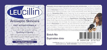 Leucillin Natural Antiseptic Dropper for Dogs, Soothes Itchy Skin and Promotes Healing, Effective Treatment for Dogs, Wound and Skin Care Solution for Pets, First Aid Kit Essential - 50ml