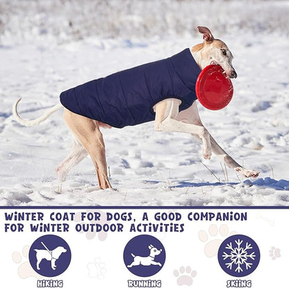 Syhood 2 Pieces Dog Jacket 2 Layers Fleece Lined Dog Jacket Warm Soft Windproof Small Pet Coat for Winter Cold Weather(M, Navy,Pink)