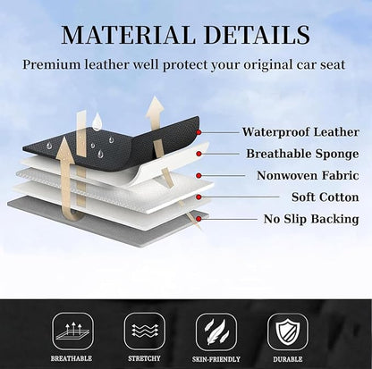 Coverado 9912 Car Seat Covers Full Set, Front Seat Cover and Back Seat Covers for Cars, Faux Leather Waterproof Seat Covers, Car Seat Covers Universal for Most Vehicles (Beige, FullSet)