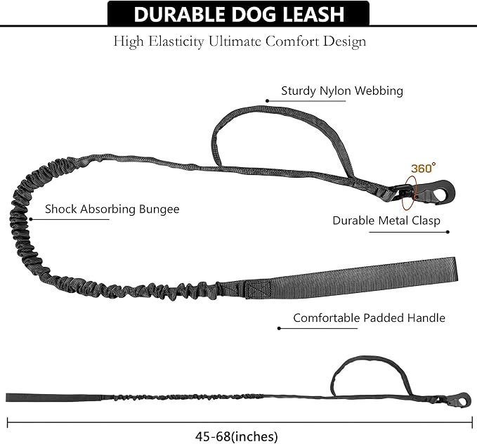 Tactical AirTag Dog Collar Leash Set - Heavy Duty, Adjustable GPS Collar | Compatible with Apple AirTag, with Holder & Control Handle for Medium/Large Dogs [ Black, M ]