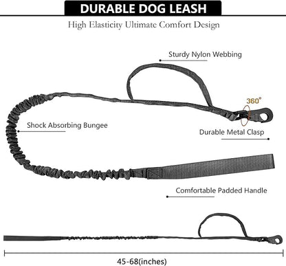Tactical AirTag Dog Collar Leash Set - Heavy Duty, Adjustable GPS Collar | Compatible with Apple AirTag, with Holder & Control Handle for Medium/Large Dogs [Black, XL]