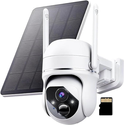 Goalake 5MP Solar Security Camera – Wireless Outdoor PTZ with 360°View, AI Motion Detection, 2-Way Talk, Spotlight & Siren, IP65 Weatherproof, Cloud or 512GB SD Card Storage (Pre-Inserted a SD Card)