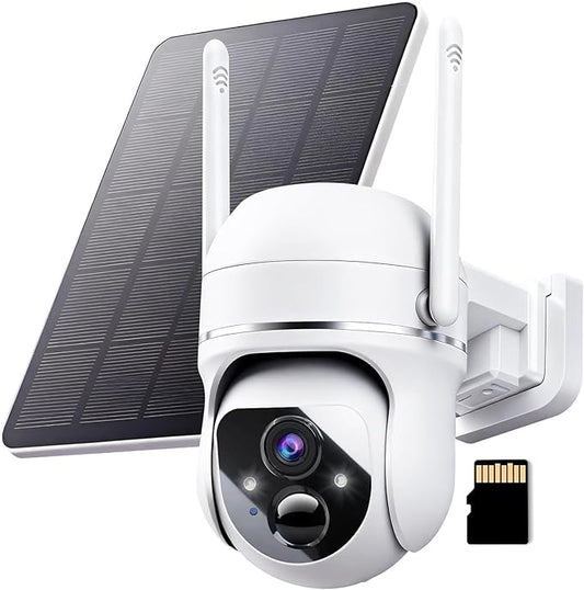 Goalake 5MP Solar Security Camera – Wireless Outdoor PTZ with 360°View, AI Motion Detection, 2-Way Talk, Spotlight & Siren, IP65 Weatherproof, Cloud or 512GB SD Card Storage (Pre-Inserted a SD Card)