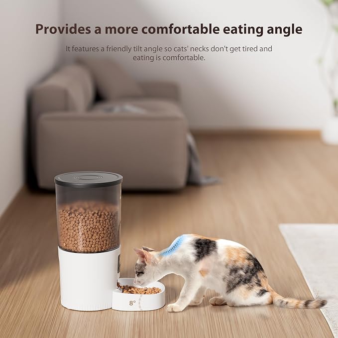 IMIPAW Automatic Cat Feeders, 5L Large Capacity, Timed Feeding Dry Food, Dual Power Design, Programmable Portion Size, 1-6 Meals Per Day, with Desiccant Packet, Suitable for Small Pets Food Dispenser