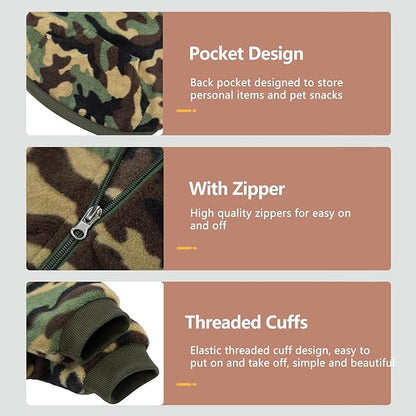 Small Dog Hoodie Camo French Bulldog Clothes Fashion Sports Puppy Coat Hood Sweatshirts with Zipper & Pocket Outdoor Pet Jacket Apparel for Chihuahua York & Pug M