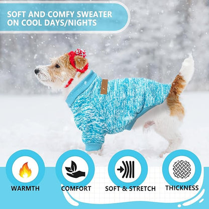 2 Pieces Dog Sweaters for Small Dogs Fall Puppy Clothes Male Winter Fleece Puppy Clothing Warm Thick Outfit Pet Small Dog Sweater for Boy Girl Yorkie, Chihuahua, Bulldog, Dachshund, Pug,Large