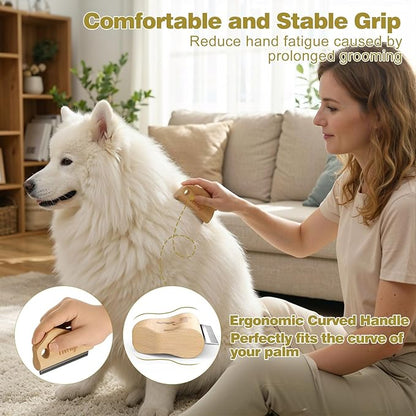 Dog Brush for Shedding, Deshedding Brush for Dogs, Pet Hair Removal Tool, Painless Wood Remover for Pet Hair, Cats, Horses Cleaning, Grooming, Short and Long Fur, Ergonomic Design, 4.3inch
