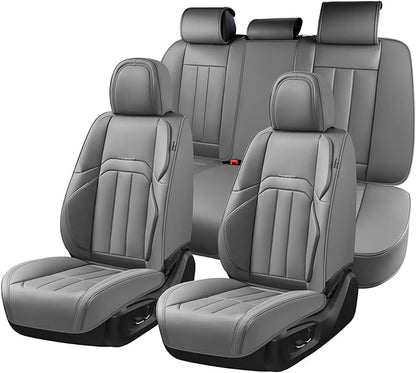 Coverado Seat Covers, Car Front Seat Covers with Backrest, Nappa Leather Car Seat Protectors,Waterproof &Breathable,Anti-Slip Automotive Seat Cushion, Universal Fit for Most Vehicles,2Pcs Black