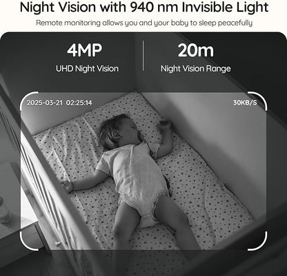 BOIFUN 5.5" AI 4MP Split Screen Baby Monitor with 2 Cameras Pro Max: App (Wi-Fi) and Screen (No Wi-Fi) Control, Upgrade AI Detection (Tummy Sleeping & Face Area), Night Light, Motion & Sound Detection