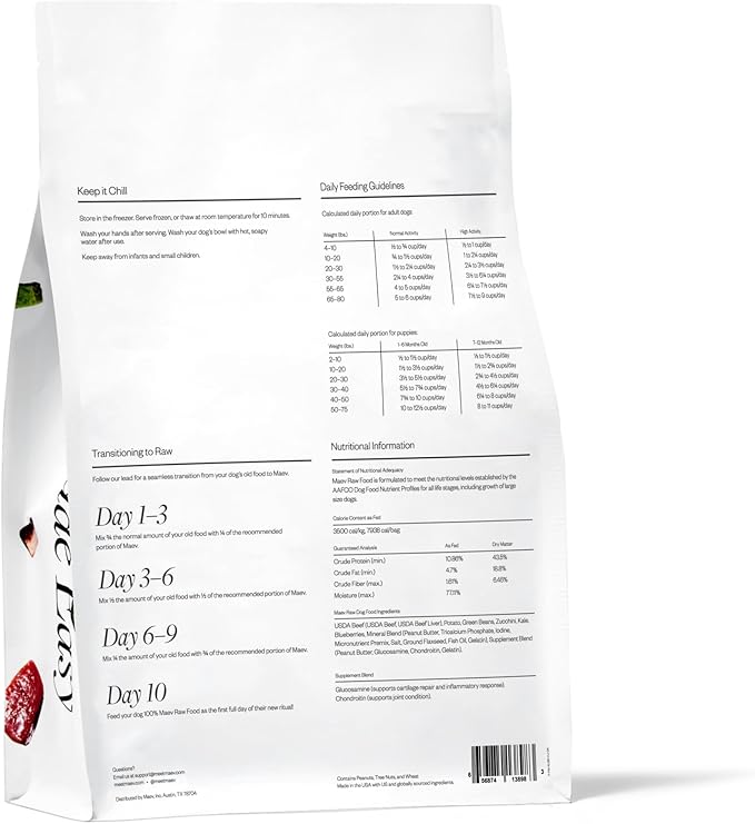 Maev Human-Grade Beef Dog Food, Hip & Joint Formula, Whole Ingredient, Gluten-Free, High Protein Puppy & Dog Food, 20 lb