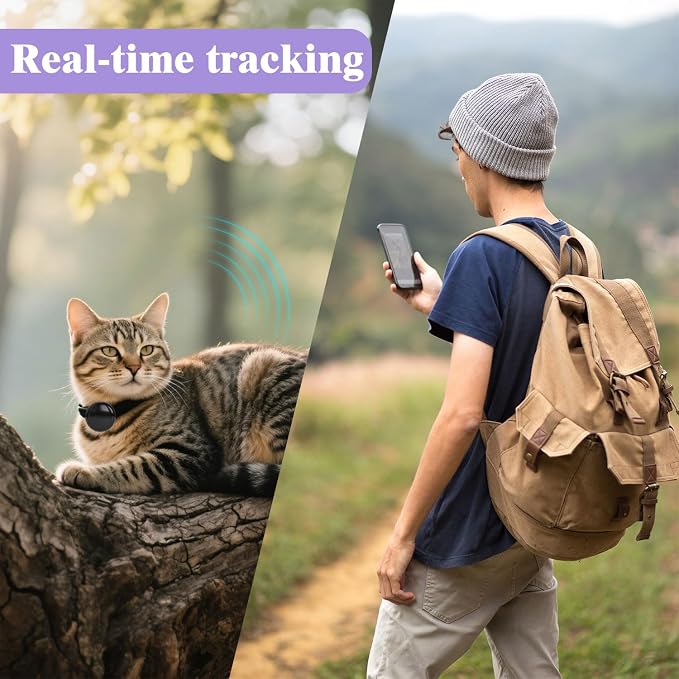 GPS Tracker for Dogs & Cats - No Monthly Fee, Waterproof Real-Time Tracking Collar for Pets, Kids,Luggage & Assets | 365-Day Battery Life |