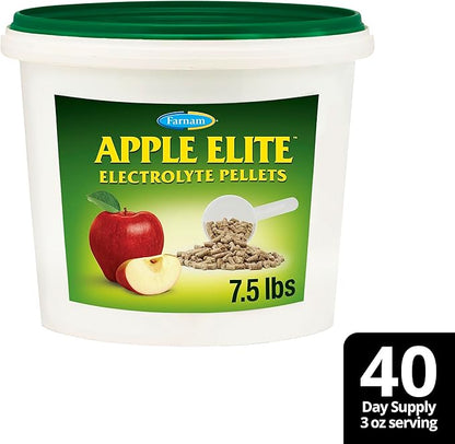 Farnam Apple Elite Electrolyte Supplement for Horses, Replaces Vital Minerals, for Hydration, No Added Sugar, Horse Supplements with Sodium, Potassium, Calcium & Magnesium, 7.5 lb, 40 Day Supply