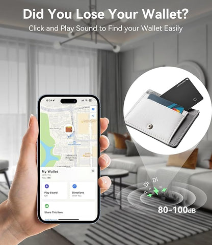 Ultrbeka Wallet Tracker Card IP68 Waterproof Bluetooth Tracker for Wallets, Passport, Work with Apple Find My, Wireless Charging, iOS Only [Apple MFi Certified]- 6pcs / 1* Wireless Charger