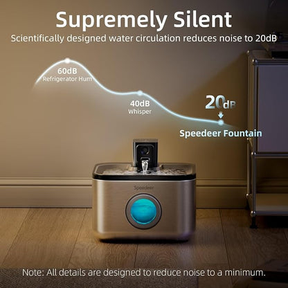 Wireless Cat Water Fountain Stainless Steel, 135oz/4L, 6 Filters | Cordless Design, Motion Sensor, 4000mAh Battery Operated Pet Fountain, 3 Water Modes, 20dB Quiet Pump, Multi-Filtration